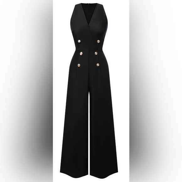 Retro Style Buttons Jumpsuit - Picture 1 of 8